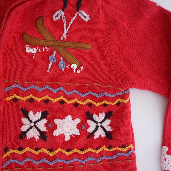 Vintage Kakit Winter Ski Snowflake Festive Cardigan Holiday Retro 90s Sweater S - Picture 9 of 10